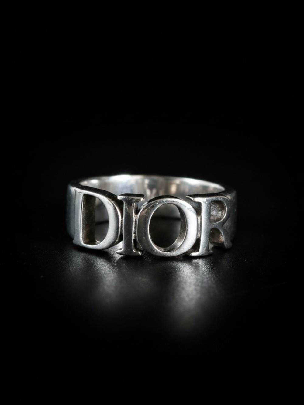 Dior Solid Sterling Silver Men’s Logo Band Ring